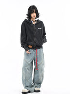 Washed Cropped Zip Hoodie OL2235