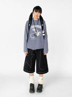 Tears Star Contrast Wide Shorts OL2363