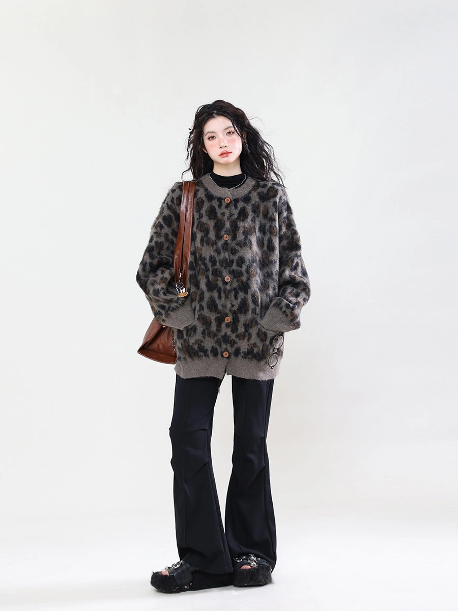 Leopard Print Oversized Cardigan   OL2232