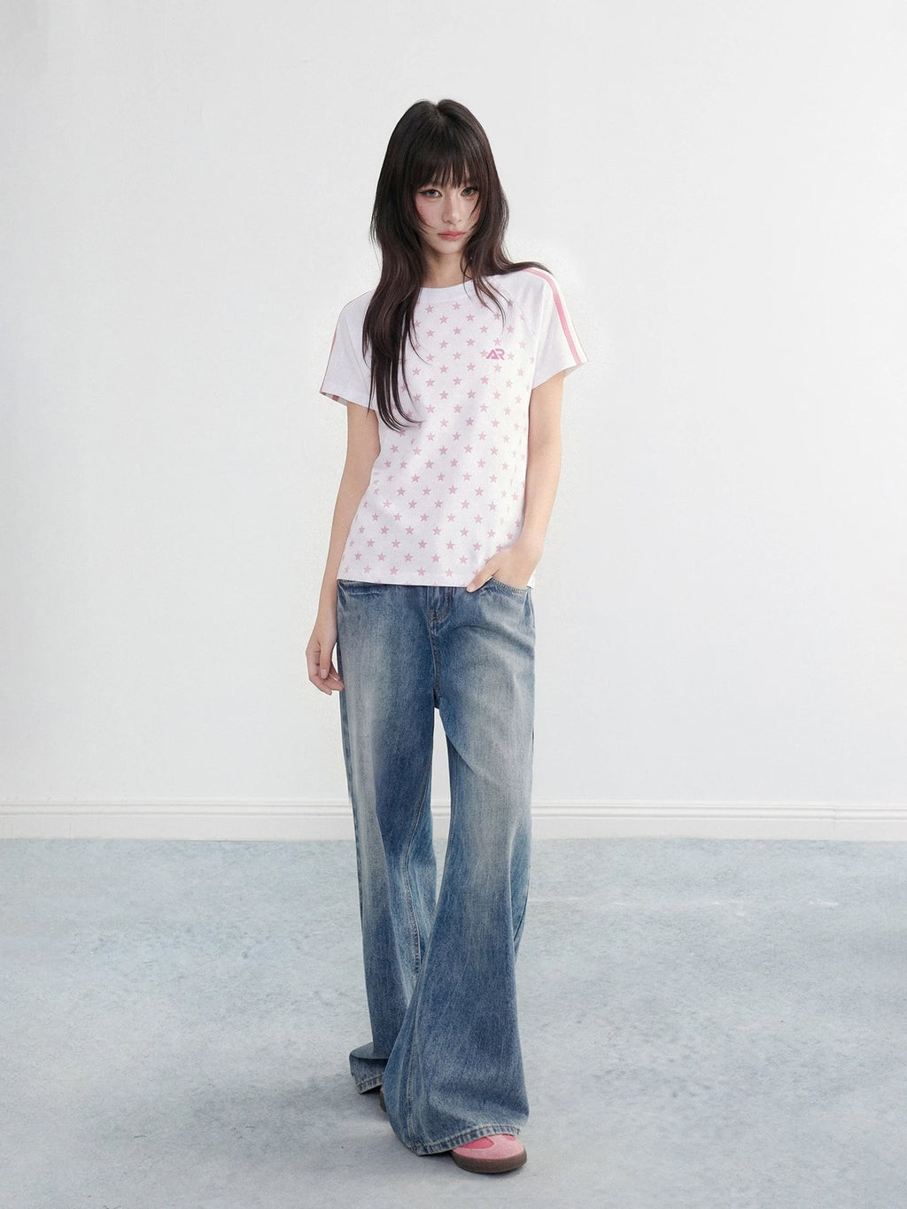 Polka Star Raglan Crop Sport Tee OL2315