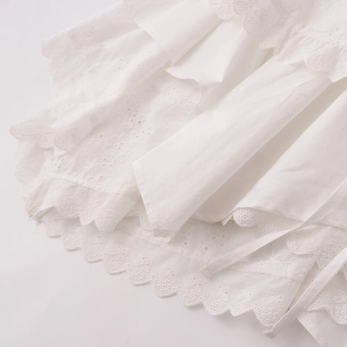 Asymmetric Embroidered Lace Mini Skirt OLA039