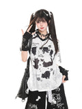 Cat Graphic V Neck T Shirt oliviroa オリヴィオラ