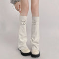Heart Buckle Knit Flared Leg Warmers oliviroa オリヴィオラ
