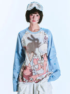 Bunny Shadow Raglan Long Sleeve Tee oliviroa オリヴィオラ