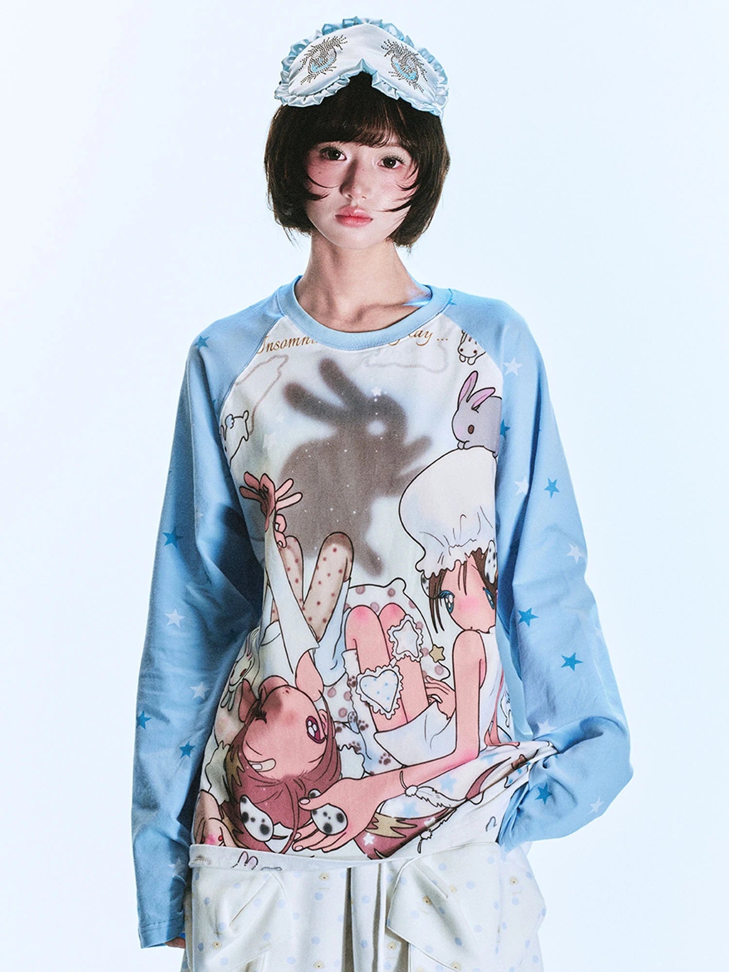 Bunny Shadow Raglan Long Sleeve Tee oliviroa オリヴィオラ