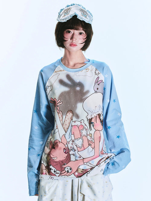 Bunny Shadow Raglan Long Sleeve Tee oliviroa オリヴィオラ