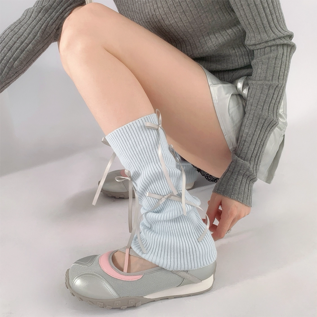 Blue Bow Ballet Leg Warmers OLA060