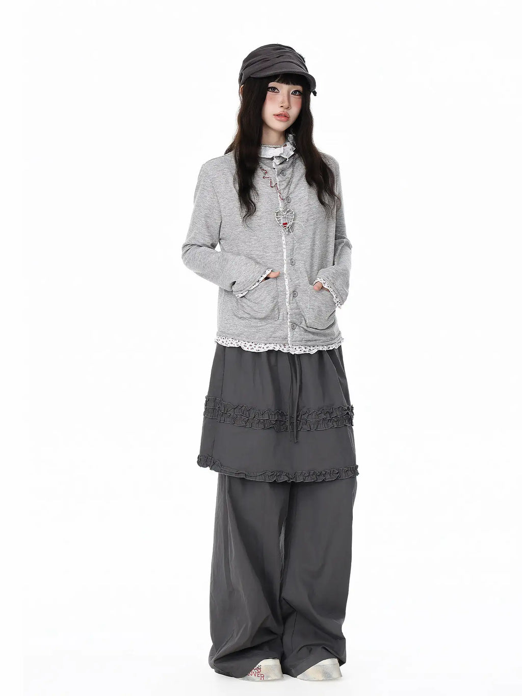 Floral Contrast Collar Button Cardigan OL2414