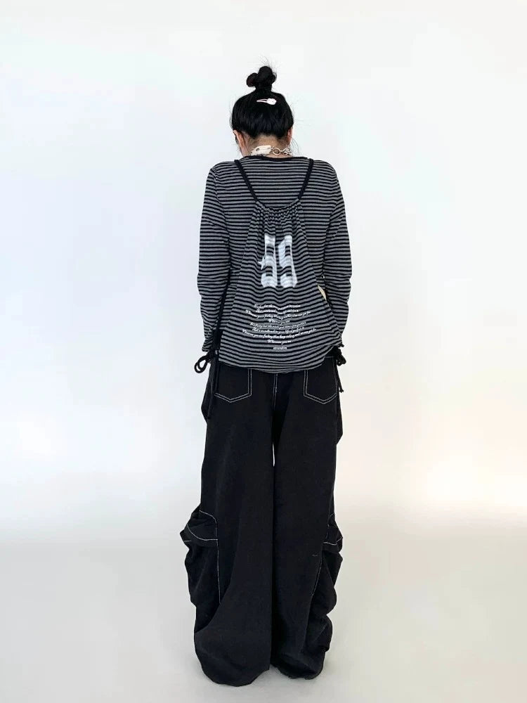 Drawstring Wide-Leg Cargo Pants OL2302