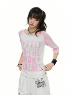 Contrast Raglan Graphic T-Shirt OL2379