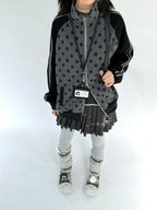 Star Print Stand Collar Double Zip Jacket OL2482