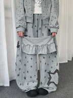 Y2K Star Layered Curved Sweatpants   OL2241