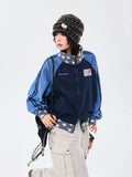 Retro Colorblock Stand Collar Zip Jacket   oliviroa オリヴィオラ
