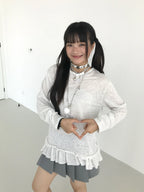 Sheer Embroidered Stripe Long Sleeve Top OL2296