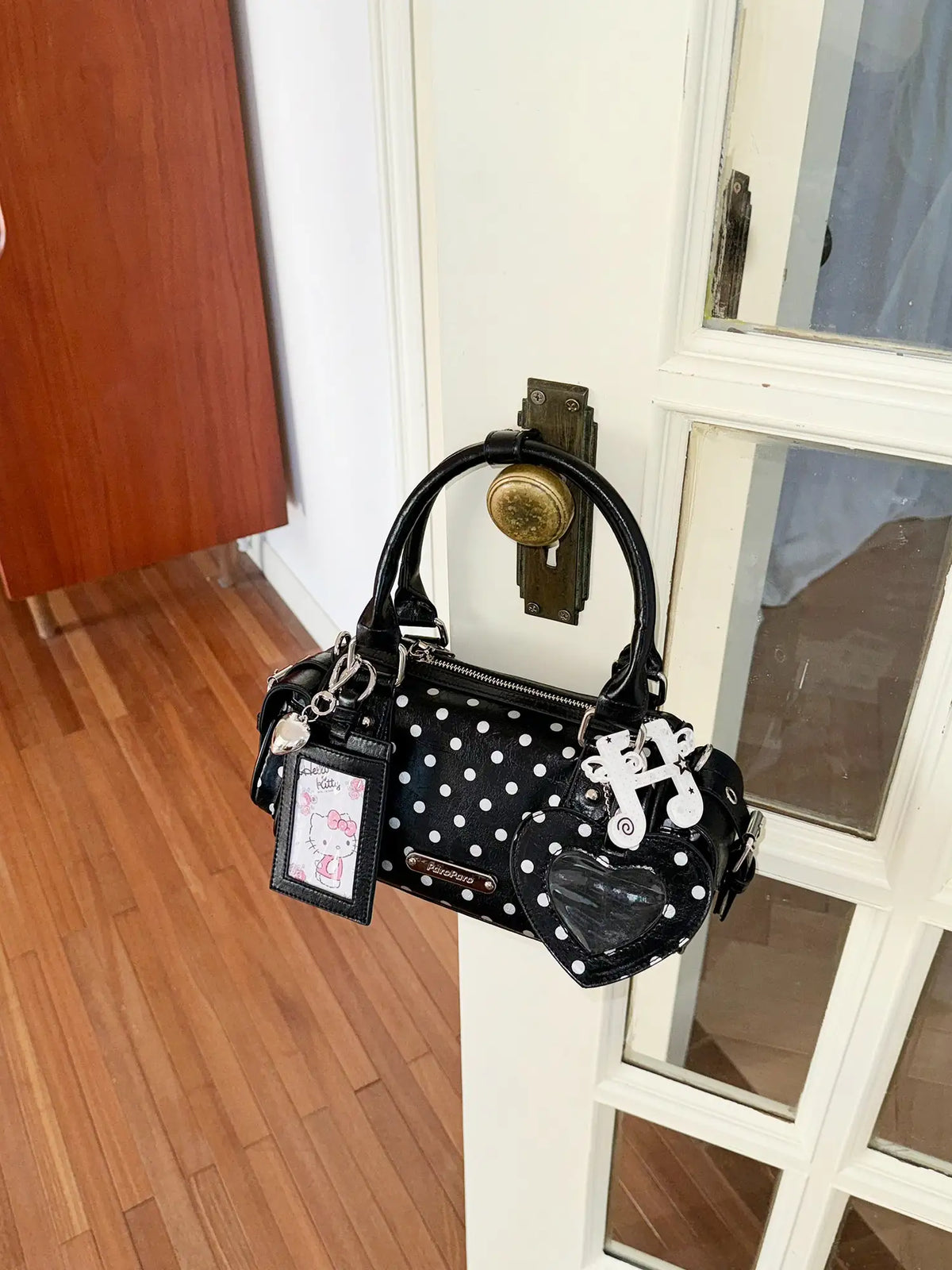 Silver Polka Dot Multi Pocket Bowling Bag OLA058