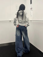 Star Patch Washed Barrel Leg Jeans OL2444