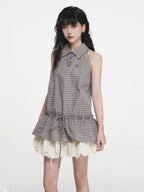 Blue Plaid Sleeveless Shirt OL2335