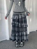 Asymmetrical Plaid Ruffle Skirt oliviroa オリヴィオラ