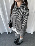 Vintage Y2K Striped Collared Cardigan   OL2236