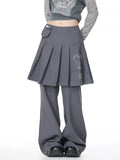 Pleated Skirt Layered Flare Pants oliviroa オリヴィオラ
