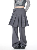 Pleated Skirt Layered Flare Pants oliviroa オリヴィオラ