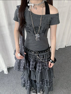 Layered Check Cake Skirt Dress OL2274