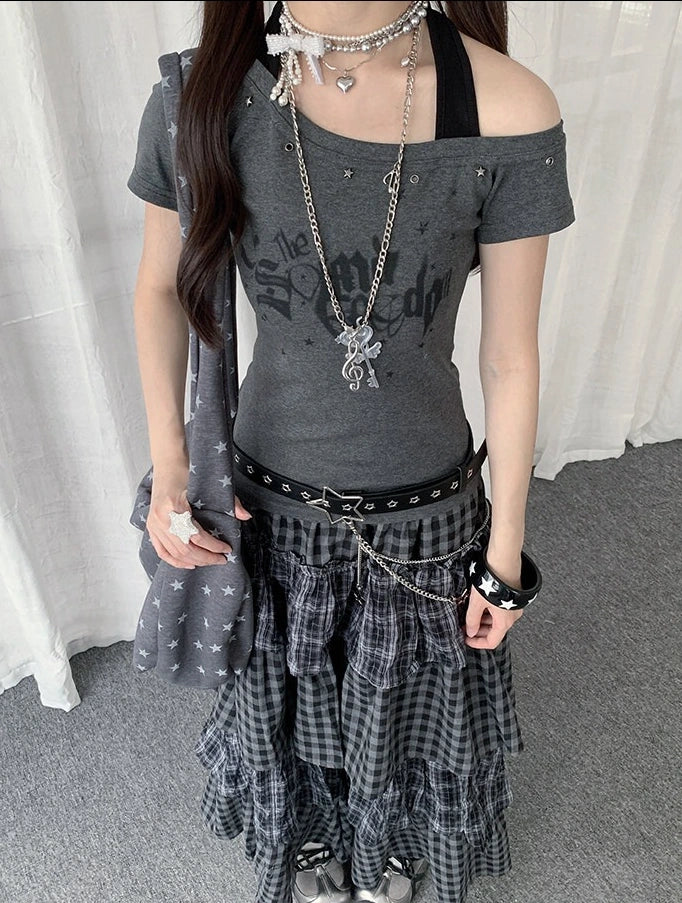 Layered Check Cake Skirt Dress OL2274