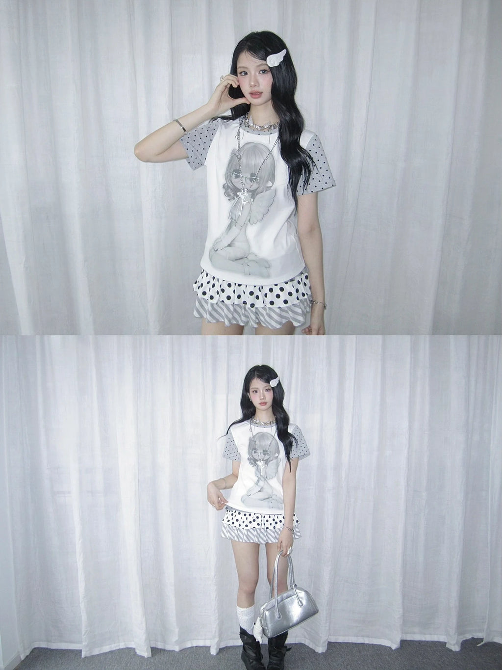 Polka Dot Angel Layered Tee OL2390