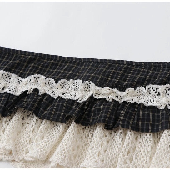 Plaid Lace Wrap Skirt OLA037
