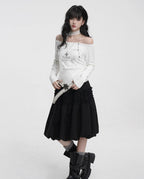 Grey Polka Dot Balloon Midi Skirt OL2316