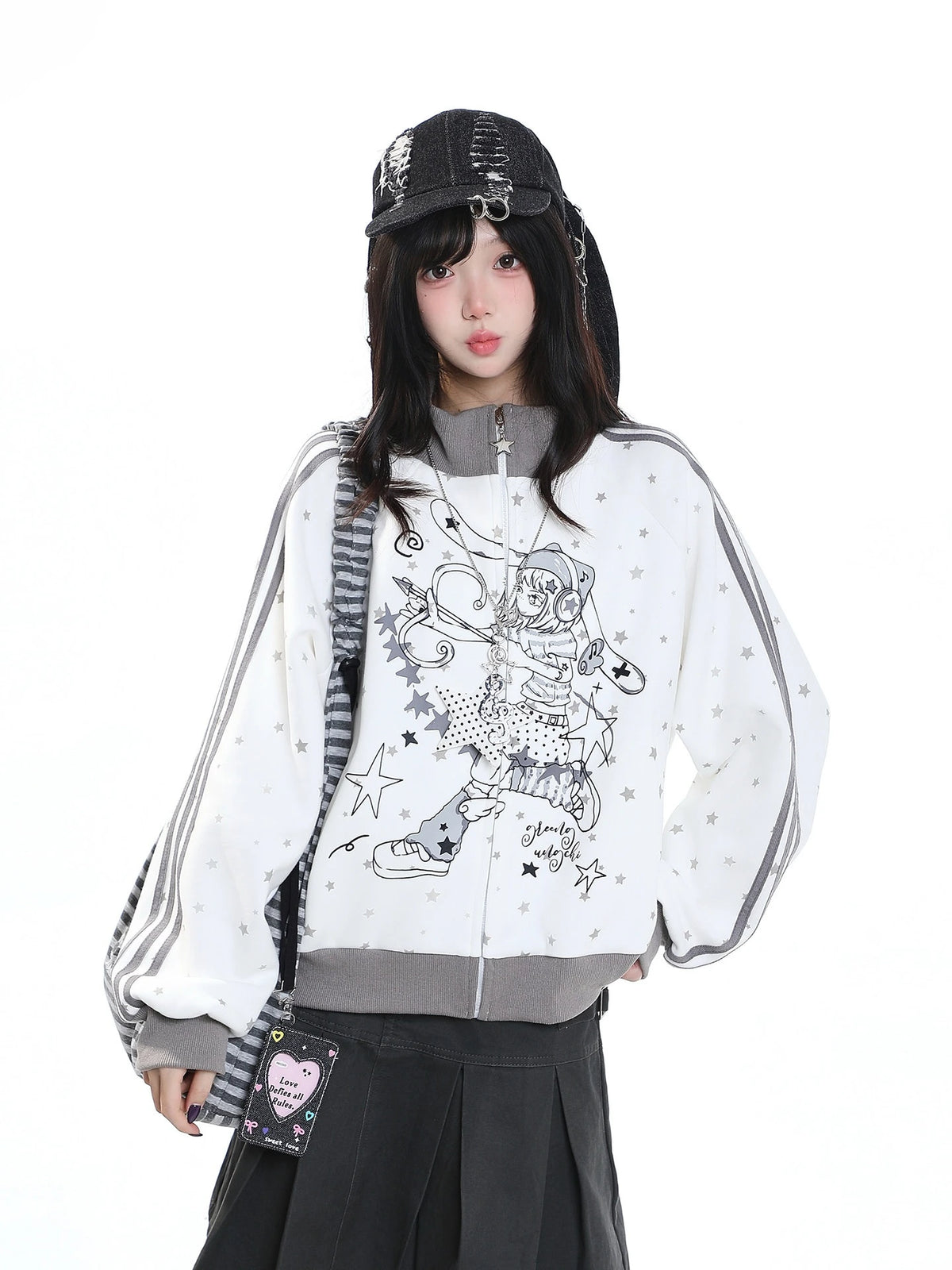 Stand Collar Zip Hoodie Jacket oliviroa オリヴィオラ