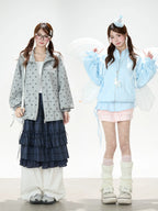 Star Print Zip Up Hoodie OL2375