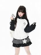 Star Embroidered Stripe Zip Up Sweatshirt OL2378