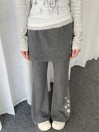 Y2K Striped Layered Flare Pants   OL2240