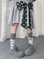 Polka Dot Stripe Leg Warmers oliviroa オリヴィオラ