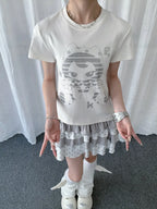 Cat Graphic Slim Fit Tee Y2K OL2326