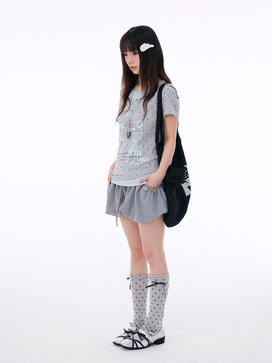 Polka Dot Contrast Layered Tee OL2401
