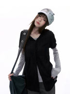 Hooded Puff Sleeve Shirt oliviroa オリヴィオラ