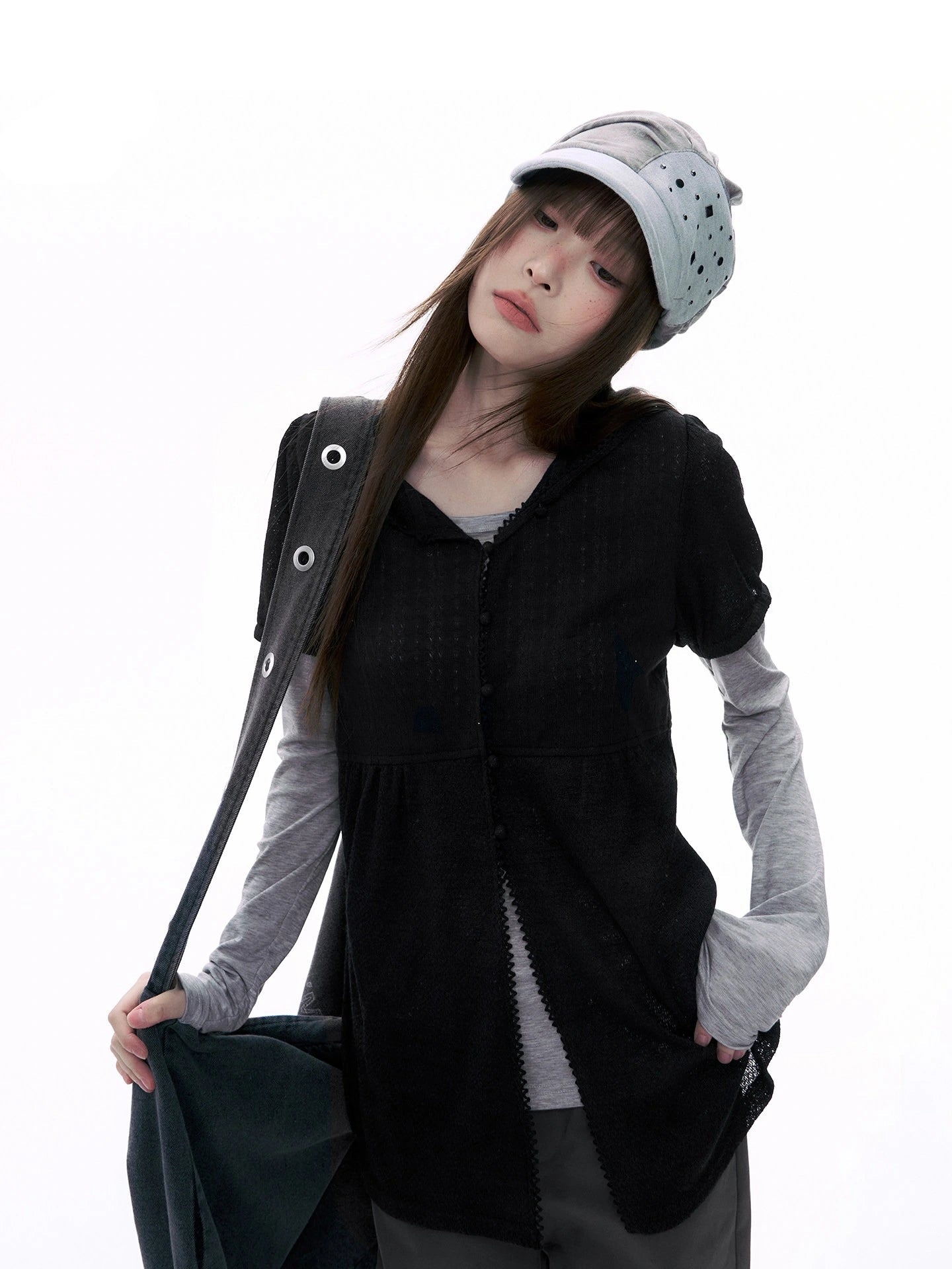 Hooded Puff Sleeve Shirt oliviroa オリヴィオラ