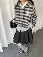 Vintage Y2K Striped Cropped Hoodie Jacket   OL2239