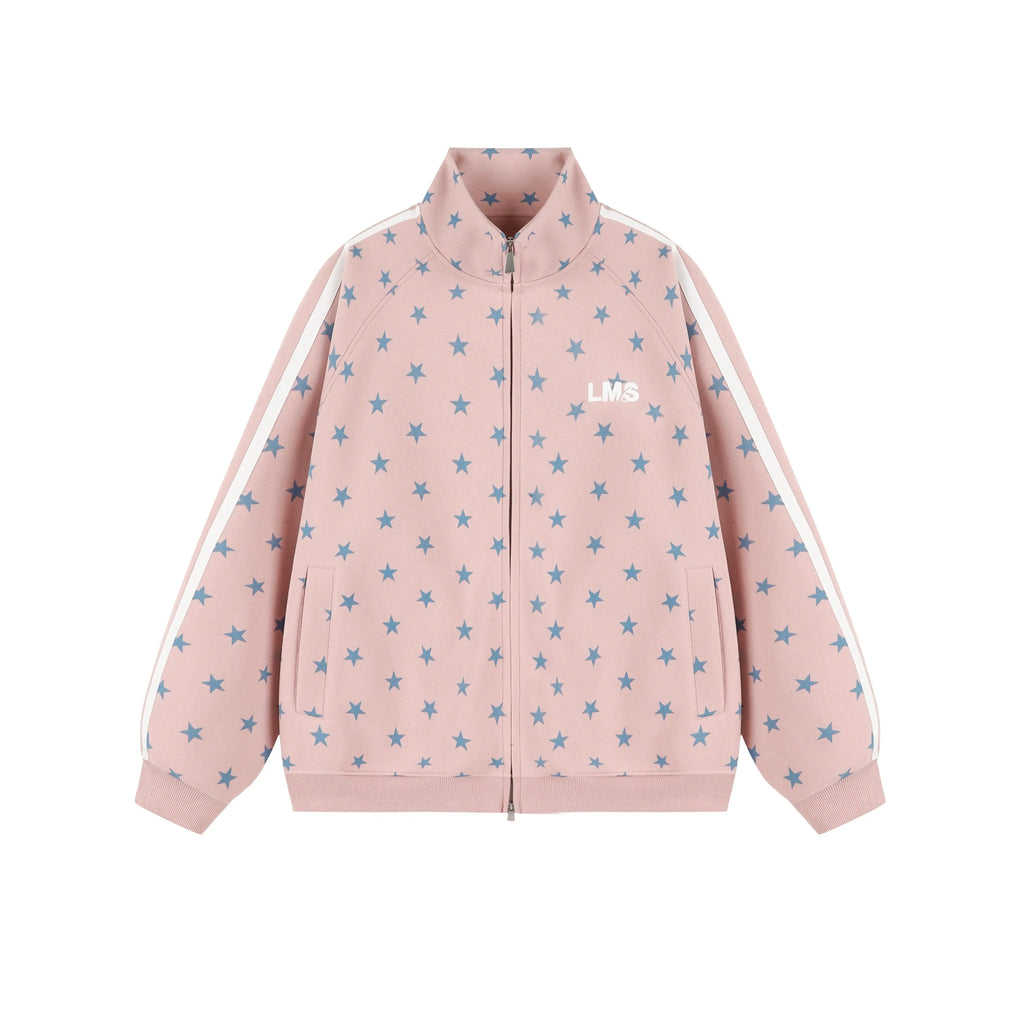 All Over Star Print Stand Collar Jacket OL2231