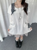 Polka Dot Layered Mesh Hem Dress OL2386