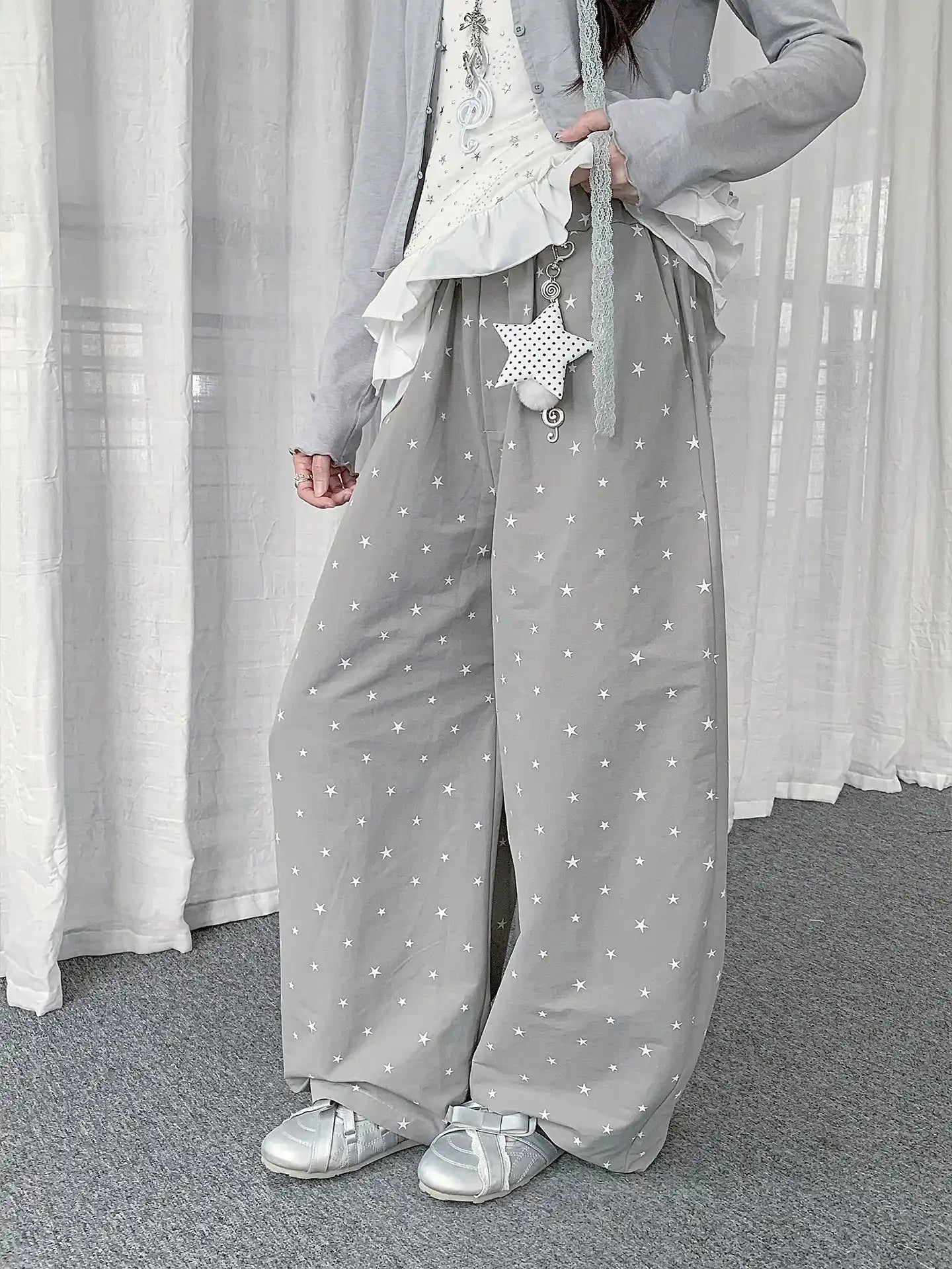 Polka Dot Star Crescent Cargo Pants oliviroa オリヴィオラ
