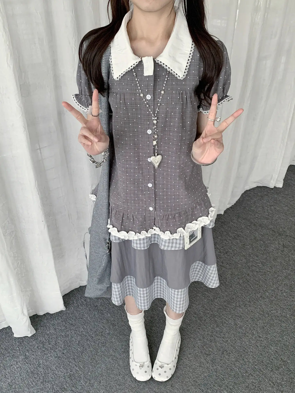 Polka Dot Doll Collar Blouse Y2K OL2324