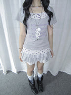 Polka Dot Faux Layered Button Tee Y2K OL2330