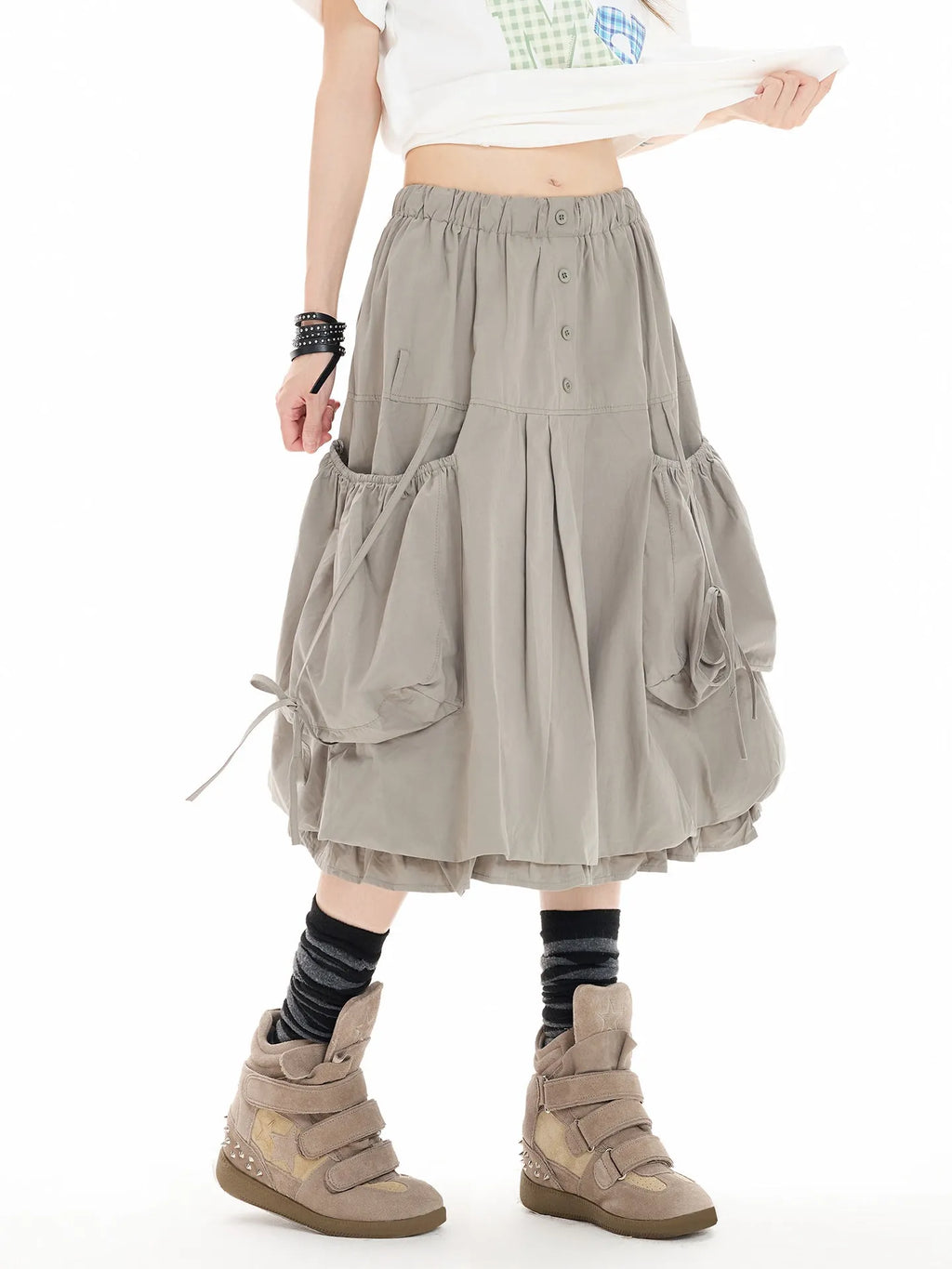 Bow Tie Pocket Bubble Skirt oliviroa オリヴィオラ