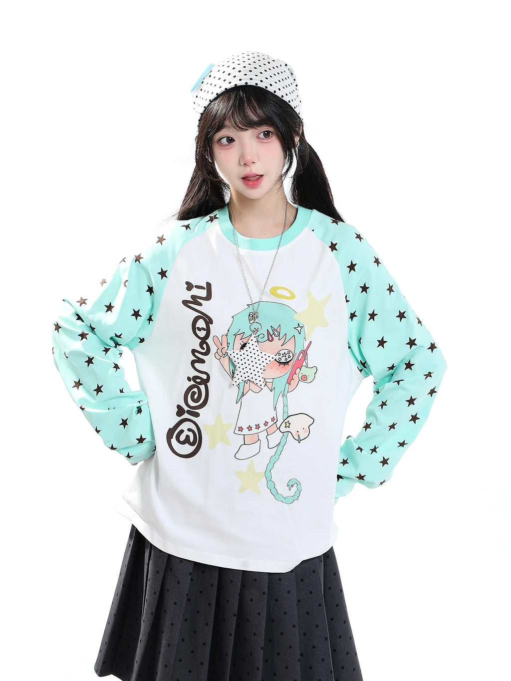 Cartoon Contrast 긴팔 티셔츠 OL2431