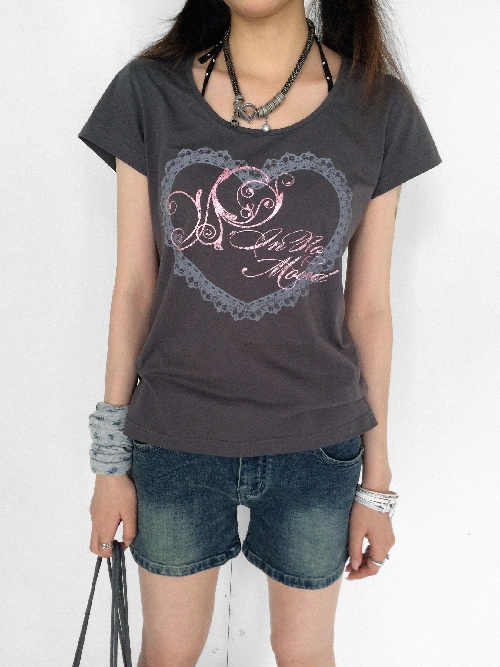 Silver Lace Graphic T-Shirt OL2373