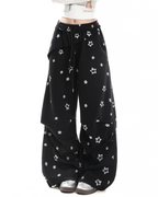 Star Print Wide Leg High Waist Relaxed Pants OL2247