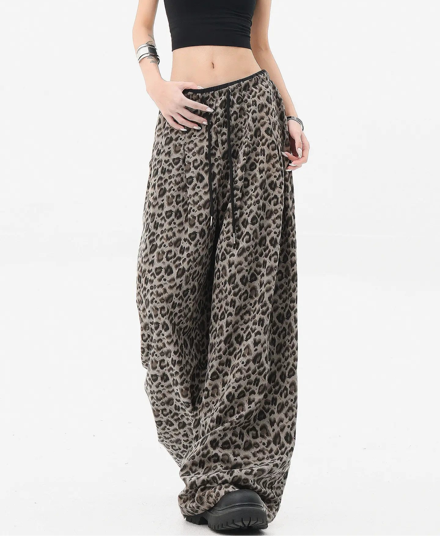 Leopard Print Wide Leg Pants OL2361